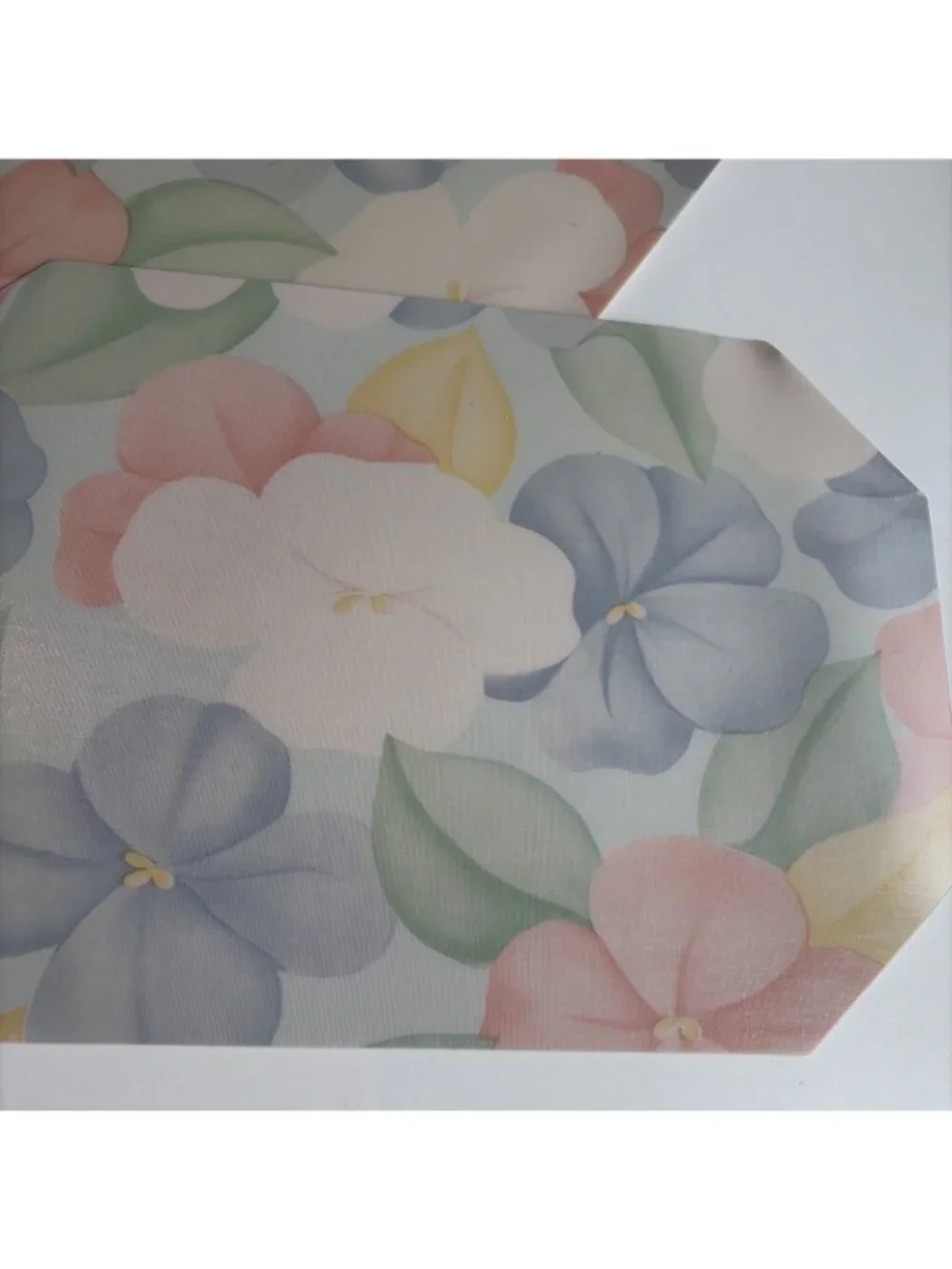 Vintage Floral Vinyl Placemats Pastel Double Sided Shiny & Matte Set of 4 80s